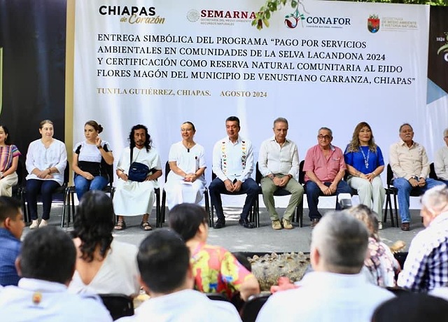 Entrega Rutilio Escandón recursos del programa Pago por Servicios Ambientales en la Selva Lacandona 2024  