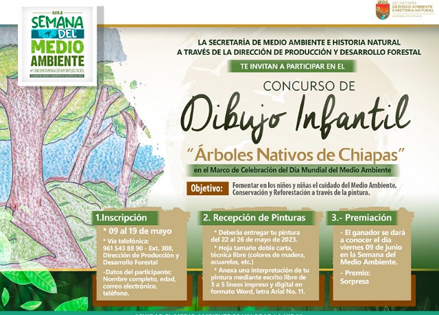 Invita Semahn a participar en el Concurso de Dibujo Infantil “Árboles Nativos de Chiapas”